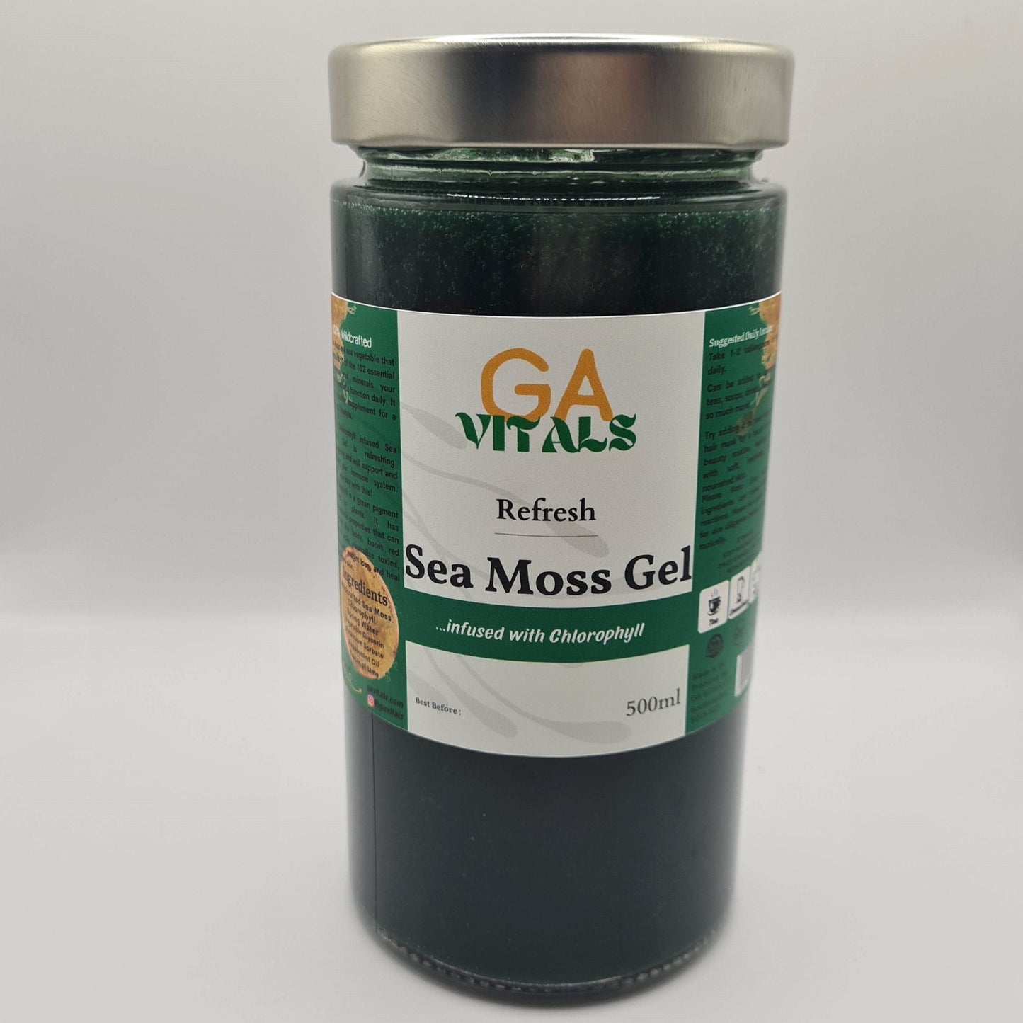 GA VITALS - Chlorophyll infused Sea Moss Gels. Shop our high quality Vital Power and Infusion products! Subscribe & Save up to 15% | Free Delivery on all Orders OVER £40.