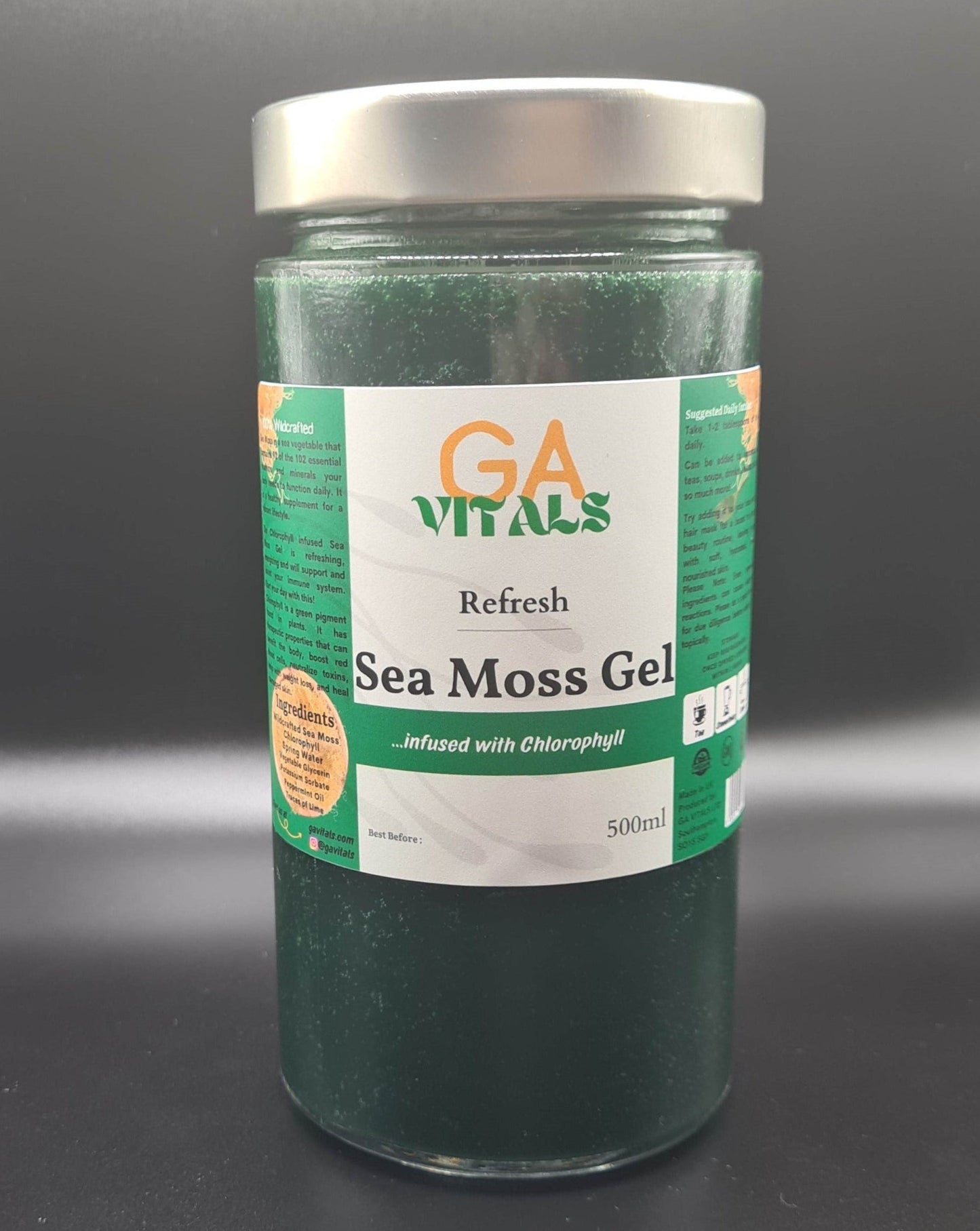 GA VITALS - Chlorophyll infused Sea Moss Gels. Shop our high quality Vital Power and Infusion products! Subscribe & Save up to 15% | Free Delivery on all Orders OVER £40.